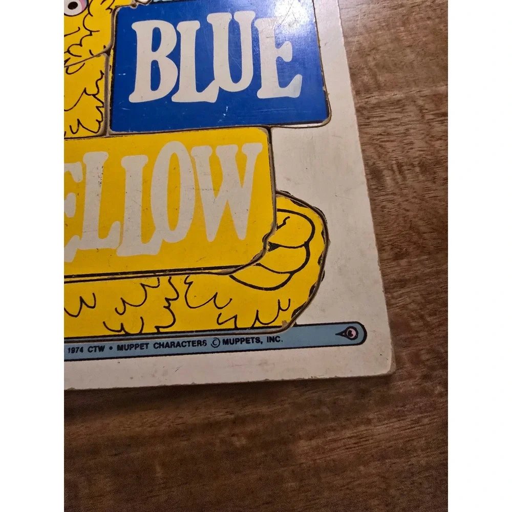 Vintage 1974 Playskool Sesame Street Big Bird Presents Colors Wood Tray Puzzle